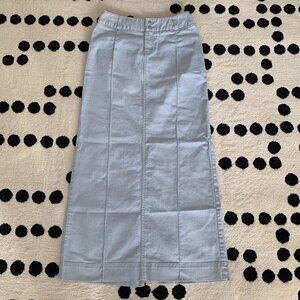 Vintage Y2K Maxi Pencil Skirt 5 Pastel Blue Long Back Slit Stretch Preppy Boho
